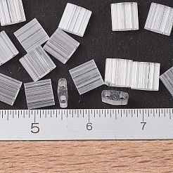 MIYUKIティラビーズ  日本製シードビーズ  2穴  （TL37)クリスタルシルクサテン  5x5x1.9mm  穴：0.8mm  約590個/50g&nbsp;SEED-X0054-TL0037