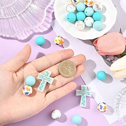 22шт силиконовые фокусные бусины&nbsp;SIL-YW0002-51B