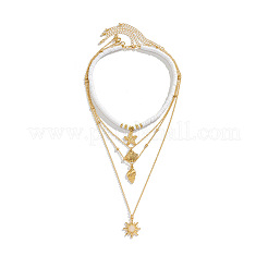 Летние пляжные сплавы и белая полимерная глина бусины хейши морская звезда ракушка солнце кулон многослойные ожерелья для женщин&nbsp;FS-WG8B7EE-01