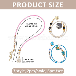 6 segnalibro con perline di vetro in 3 stili&nbsp;AJEW-FG00018