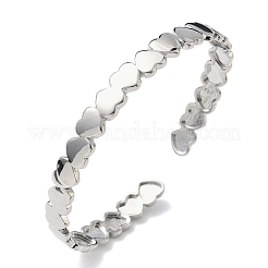 Браслеты-манжеты в форме сердца из латуни для женщин&nbsp;BJEW-C144-01B-P