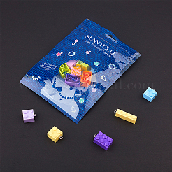 DIYダングルピアス作成キット  プラスチック製ビルディングブロックペンダントとプラチナメッキ真鍮ピアスフック  ミックスカラー  ピアスフック：19mm  ピン：0.7mm  24個/セット&nbsp;DIY-SC0011-24P