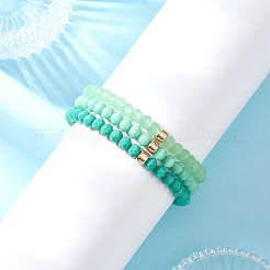 3 bracciale elastico con perline rondelle in vetro opaco e giada imitazione sfaccettata per donna&nbsp;BJEW-JB12563-03