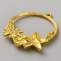 ラックメッキ海洋テーマ合金ペンダント  ゴールドカラー  リングチャーム  ヒトデ  41.5x35.5x4.5mm  穴：2.5mm&nbsp;FIND-WH20008-49E