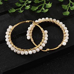 Серьги-кольца с бусинами&nbsp;EJEW-JE03830-01