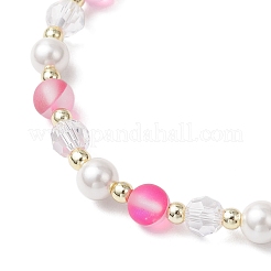 Браслеты из круглых бусин из матового синтетического лунного камня и ракушечного жемчуга BJEW-JB11822-04