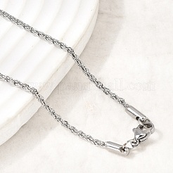2mm ユニセックス 304ステンレススチール ロープチェーンネックレス  変色なし  ステンレス鋼色  23.62インチ（60cm）&nbsp;NJEW-P395-16P