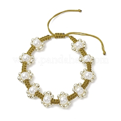 Браслеты из плетеных бусин для женщин с пластиковым искусственным жемчугом и гальваническим немагнитным синтетическим гематитом&nbsp;BJEW-JB12918