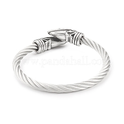 Bracciale rigido aperto con cordino intrecciato in acciaio inossidabile 304 con perline a cono per donna&nbsp;BJEW-G666-01AS