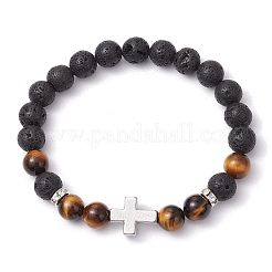 Braccialetti elastici con perline di pietre preziose miste naturali per donne e uomini&nbsp;BJEW-JB11280