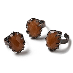 Овальные открытые кольца-манжеты из натуральных смешанных драгоценных камней&nbsp;RJEW-M155-03R