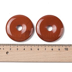 天然石レッドジャスパーペンダント  ドーナツ/円盤チャーム  39x6mm  穴：6mm&nbsp;G-F524-H07