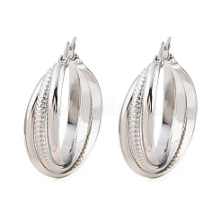 Серьги-гвоздики с тройным кольцом из нержавеющей стали 304&nbsp;EJEW-P324-08P