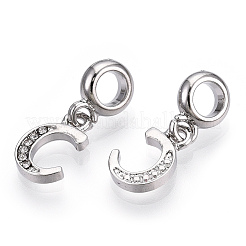 Alliage de placage de platine strass breloques européennes pendantes&nbsp;PALLOY-T048-36P-C