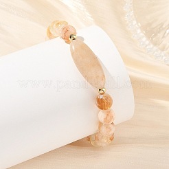 Bracciali elasticizzati con perline rotonde e ovali in pietra naturale mista&nbsp;BJEW-JB14485