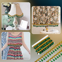 Кружевная лента из полиэстера с пластиковыми подвесками-кисточкой&nbsp;DIY-WH0656-11A