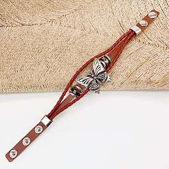 Бабочка сплав искусственная кожа шнур плетеный браслеты FS-WG2E2BB-01