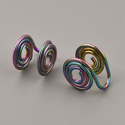ステンレス鋼のカフイヤリング  フラットラウンド  虹色  14x9x10.5mm&nbsp;EJEW-WH0012-130MC
