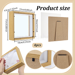 MDFフォトフレームスタンド  プラスチック窓付き  正方形  淡いチソウ  170x170x44.5mm&nbsp;AJEW-WH0752-658B