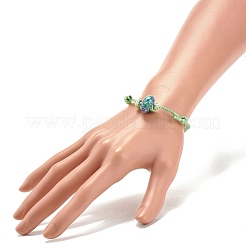 Pulsera de cordón con cuentas de rondelle de jade blanco océano natural (teñido)&nbsp;BJEW-JB08057
