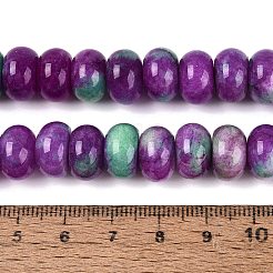 天然石ホワイトジェイドビーズ連売り  滑らかなロンデル  染め  ミディアムアクアマリン  12x7.5mm  穴：0.5~1.2mm  約48~56個/連  14.17~16.73インチ（36~42.5cm）&nbsp;G-Q613-02A-08