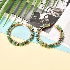 電気メッキガラス三角ビーズフープピアス  304ステンレス鋼の金具と銅線付き  ゴールドカラー  ミックスカラー  48x49x5mm  ピン：1mm&nbsp;EJEW-JE04600