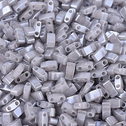 MIYUKIハーフティラビーズ  日本製シードビーズ  2の穴  （htl526)シルバーグレーセイロン  5x2.3x1.9mm  穴：0.8mm  約1250個/50g&nbsp;SEED-X0054-HTL0526