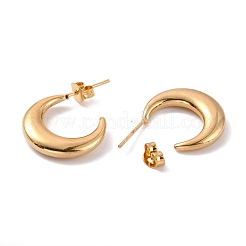 PVD 真空メッキ 304 ステンレススチール 三日月 スタッド イヤリング 女性用  ゴールドカラー  26x18x3.5mm  ピン：0.8mm&nbsp;EJEW-F280-05C-G