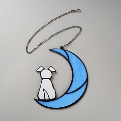Mond mit Hund Acryl Anhänger Dekorationen&nbsp;HJEW-WH0102-004