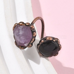 Natürliche Amethyst- und Obsidianringe&nbsp;RJEW-B122-04R-03