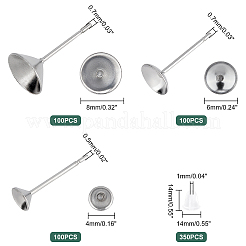 300 шт. 3 размера сережек-гвоздиков из нержавеющей стали 304&nbsp;FIND-DC0001-11