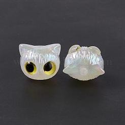 UVメッキアクリルビーズ  猫ビーズ  透明  16.5x19x16mm  穴：3.5mm&nbsp;PACR-M003-08A