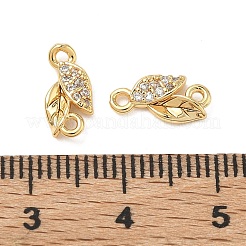 Breloques connecteurs en laiton Shegrace avec micro-pavé de zircone cubique transparente&nbsp;XGRQ3D518-509G