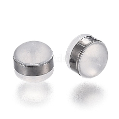 真鍮製リングシリコンイヤーナット  艶消し  ピアスバックキャッチ  ガンメタ色  5.7x5.7x4.5mm  穴：1mm&nbsp;SIL-N003-04B