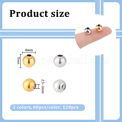 120 шт. 2-х цветные круглые бусины из нержавеющей стали марки 304 с прострочкой STAS-UN0060-65C