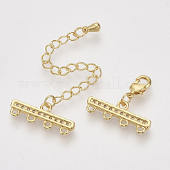 Messing Micro Pave Zirkonia Kettenverlängerer&nbsp;X-ZIRC-Q022-031G-NR