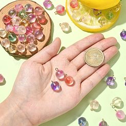 50шт прозрачные окрашенные распылением стеклянные персиковые подвески&nbsp;GLAA-CJ0002-24