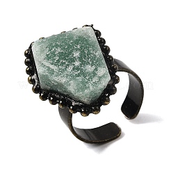 Открытые манжеты-кольца неправильной формы с натуральным зеленым авантюрином&nbsp;G-A278-03AB-06