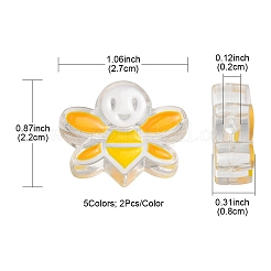10шт 5 цвета прозрачные акриловые эмалевые бусины&nbsp;TACR-YW0001-74
