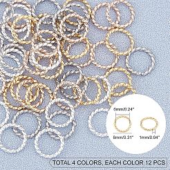 304ステンレススチールオープン丸カン  ツイストラウンド  ミックスカラー  8x1~1.2mm  内径：5.5~6mm  48個/箱&nbsp;STAS-UN0017-95