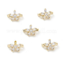 Placcatura cremagliera in ottone con pavé di ciondoli a fiore in zirconia cubica trasparente&nbsp;KK-G464-01LG