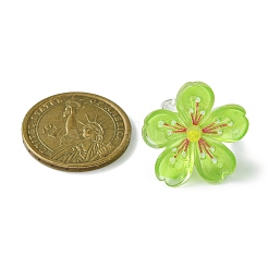 Светящееся в темноте цветочное кольцо на палец из смолы RJEW-JR00641