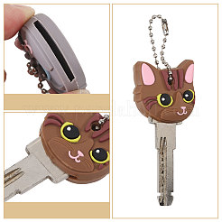 6 pieza de 6 colores con cabeza de gato de PVC&nbsp;HJEW-GL0001-30