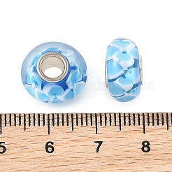 Perles européennes en verre filé et à âme en laiton&nbsp;LAMP-P019-01P-21