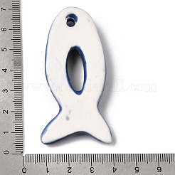 手描きの磁器製大型ペンダント  魚のチャーム  ミックスカラー  65.5~66.5x32~32.5x11mm  穴：3.5~4mm&nbsp;LA-CBAC6A6-06D
