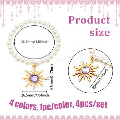 4шт 4 цвета золотистый сплав смолы браслеты с подвесками в виде солнца&nbsp;BJEW-HY0001-19