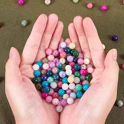 150шт 15 стильные окрашенные круглые бусины из натурального белого нефрита G-SZ0001-08