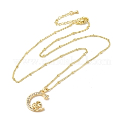 Ожерелья с подвесками из латуни с прозрачным фианитом и прозрачным фианитом NJEW-K269-05G-03