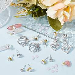 60 шт. фурнитура для сережек-гвоздиков из прозрачного кубического циркония&nbsp;EJEW-BBC0002-08