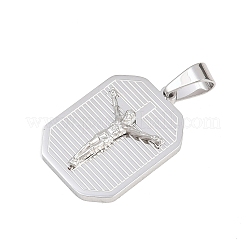 304ステンレスペンダント  八角形の十字架チャーム  ステンレス鋼色  30x21x5mm  穴：9x5.5mm&nbsp;STAS-B137-12P